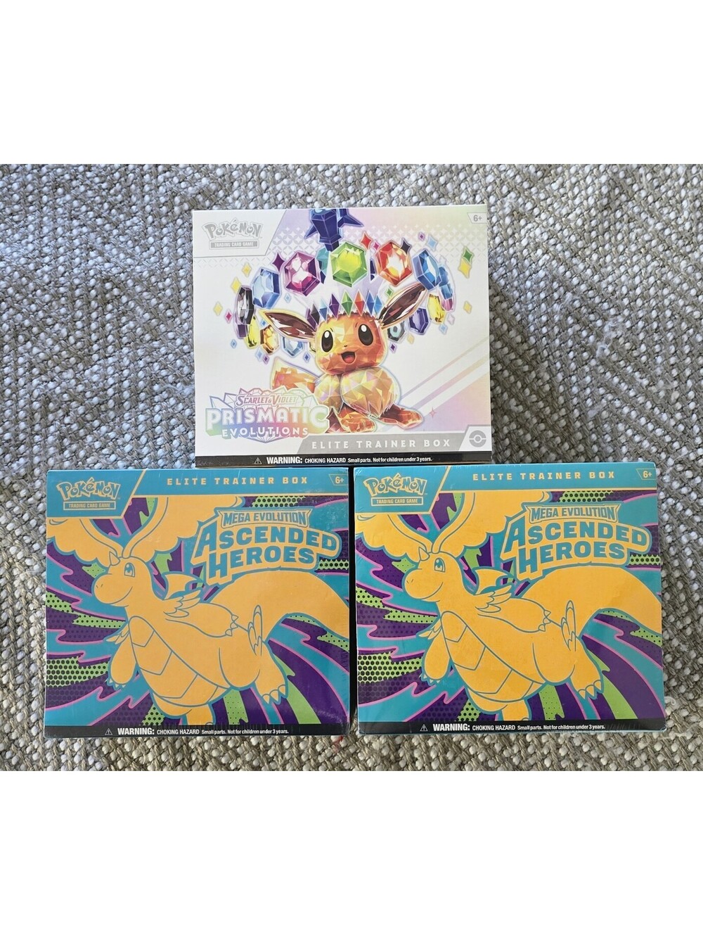 Pokémon TCG Prismatic Evolutions + Ascended Elite Trainer Box ETB Lot of 3